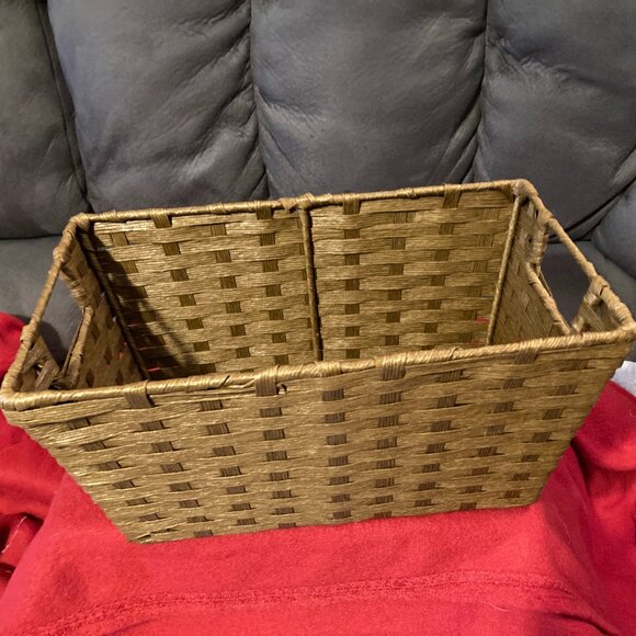 Natural Rectangular Water Hyacinth Storage Basket w/Handles-6" H-12" Long & 7"W - Picture 9 of 10